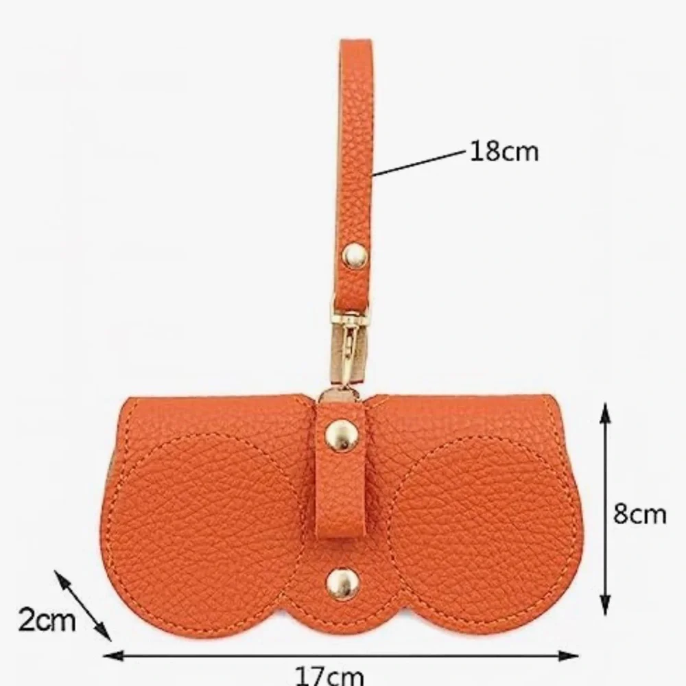 Soft Leather like Sunnies Case, purse charm orange
